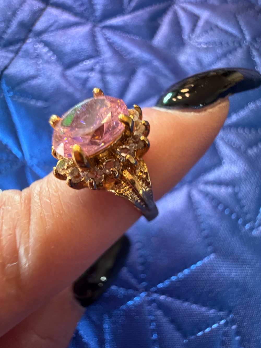 Park Lane Pink & Gold-Tone Statement Ring – Size 7